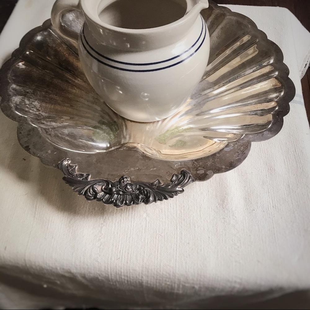 Vintage Large Silver Plated Clam Serving Tray